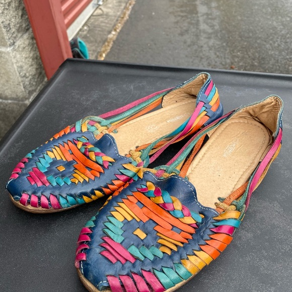 Totuga Women’s Multi Color hand made huarache made in Mexico Sandals Size 9.5 - Picture 9 of 12